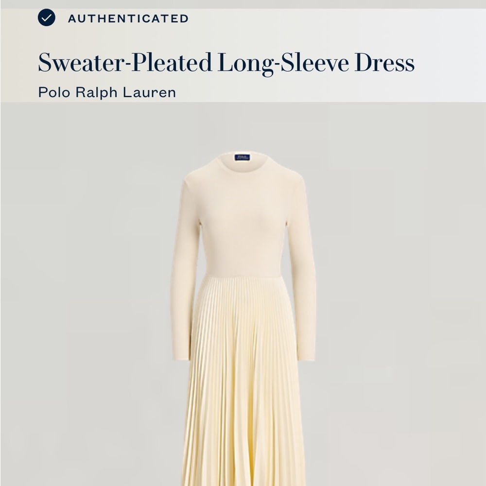 Ralph Lauren Cream sweater pleated long sleeve dress. - Picture 11 of 11